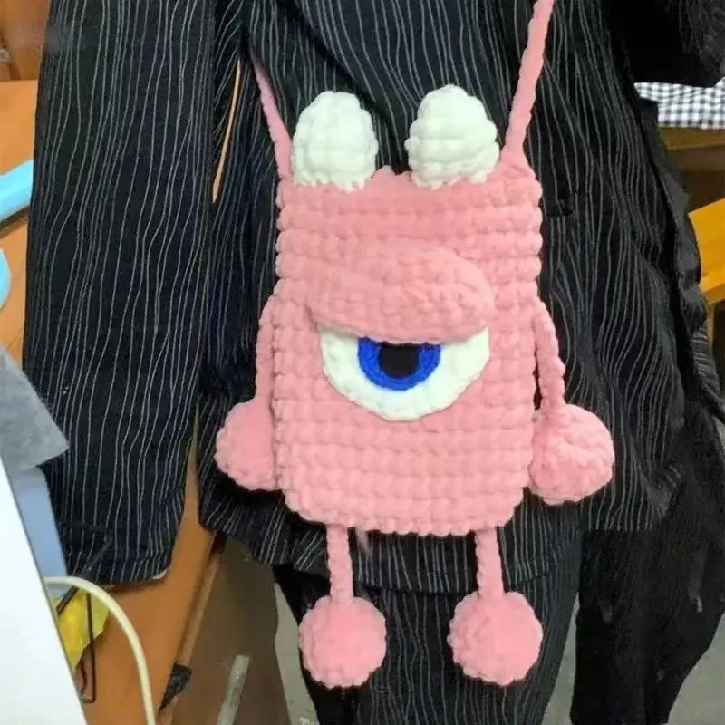 Cute Single-Eyed Creature Phone Pouch Chunky Yarn Crochet DIY Kit | All Tools Included, 5 Colors Available, With Video Tutorial product detail 5