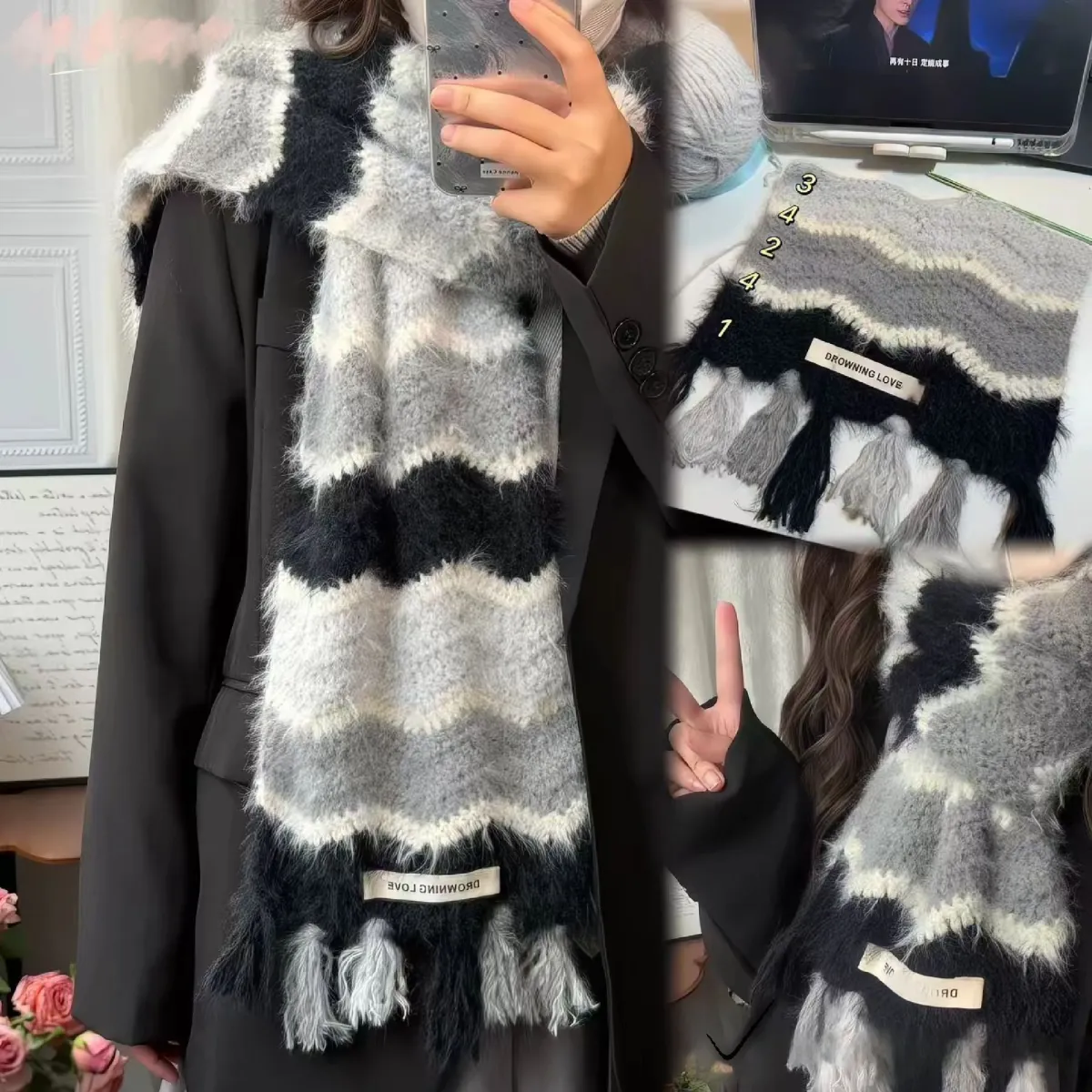 Four-Color Gradient Crochet Scarf DIY Kit | All Tools Included, 6 Colors Available, With Video Tutorial product detail 2