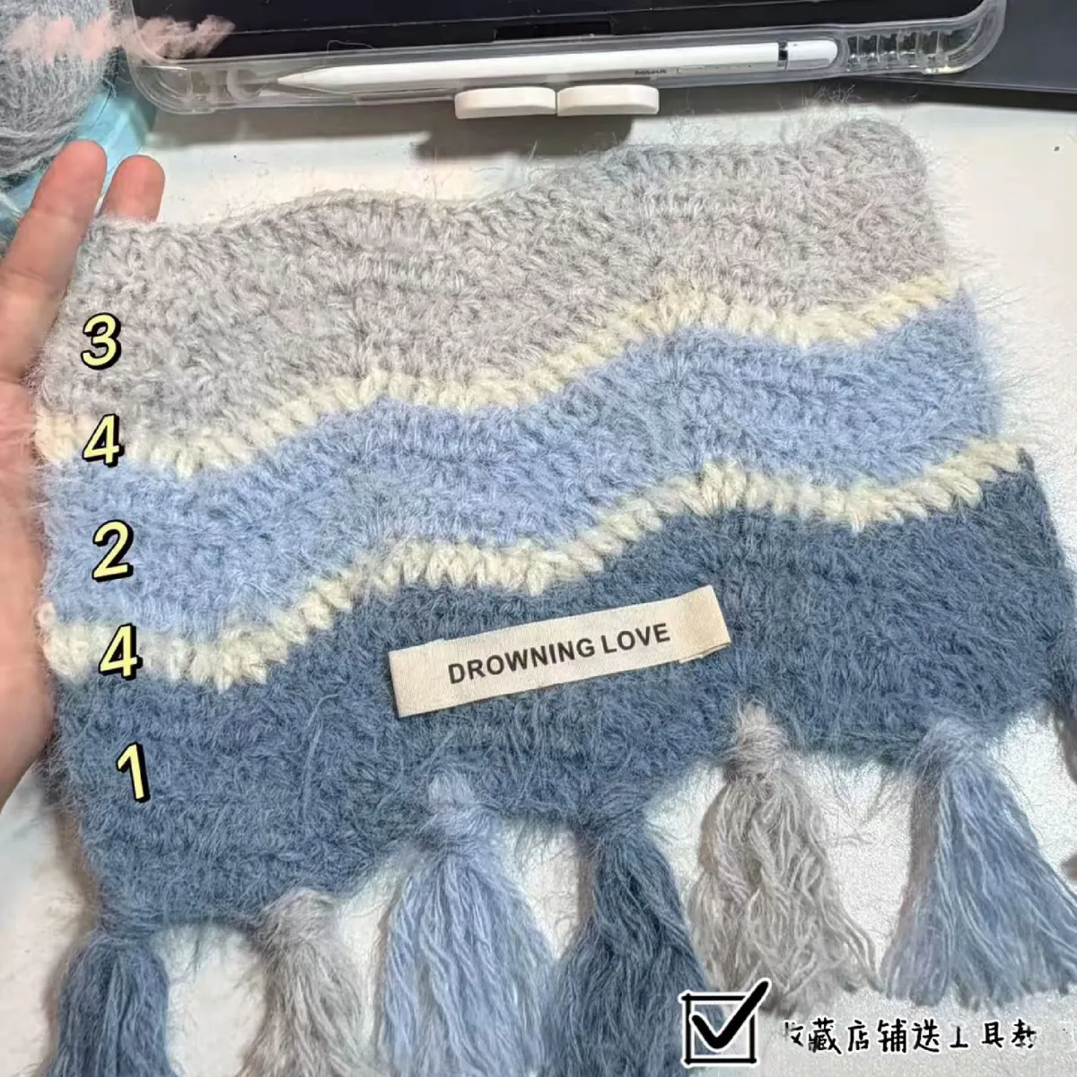 Four-Color Gradient Crochet Scarf DIY Kit | All Tools Included, 6 Colors Available, With Video Tutorial product detail 3