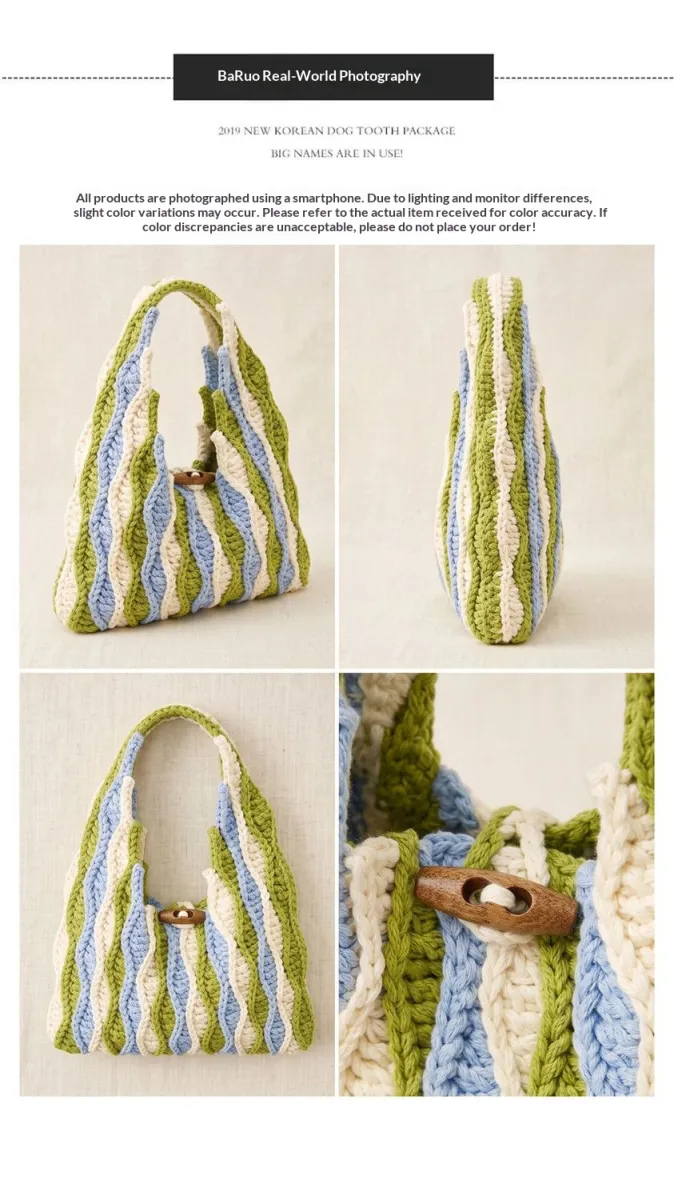 Green Wavy Openwork Crochet Bag DIY Kit | All Tools Included, With Video Tutorial product detail 7