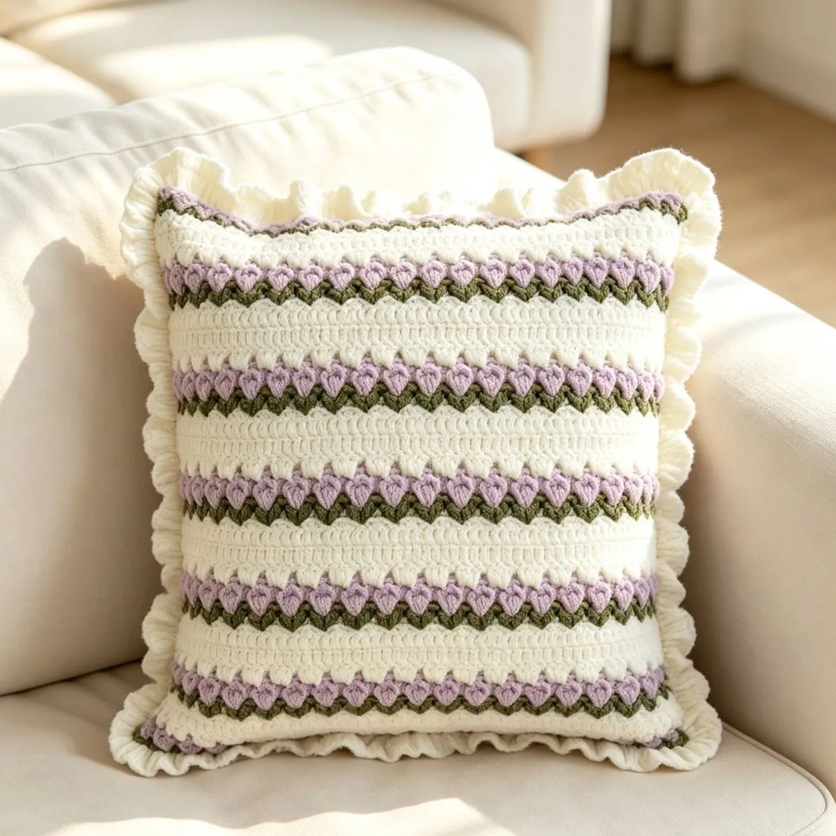 Tulip Lace Pillow Crochet DIY Kit | No Stuffing Included, 4 Colors Available, With Detailed Video Tutorial product detail 1