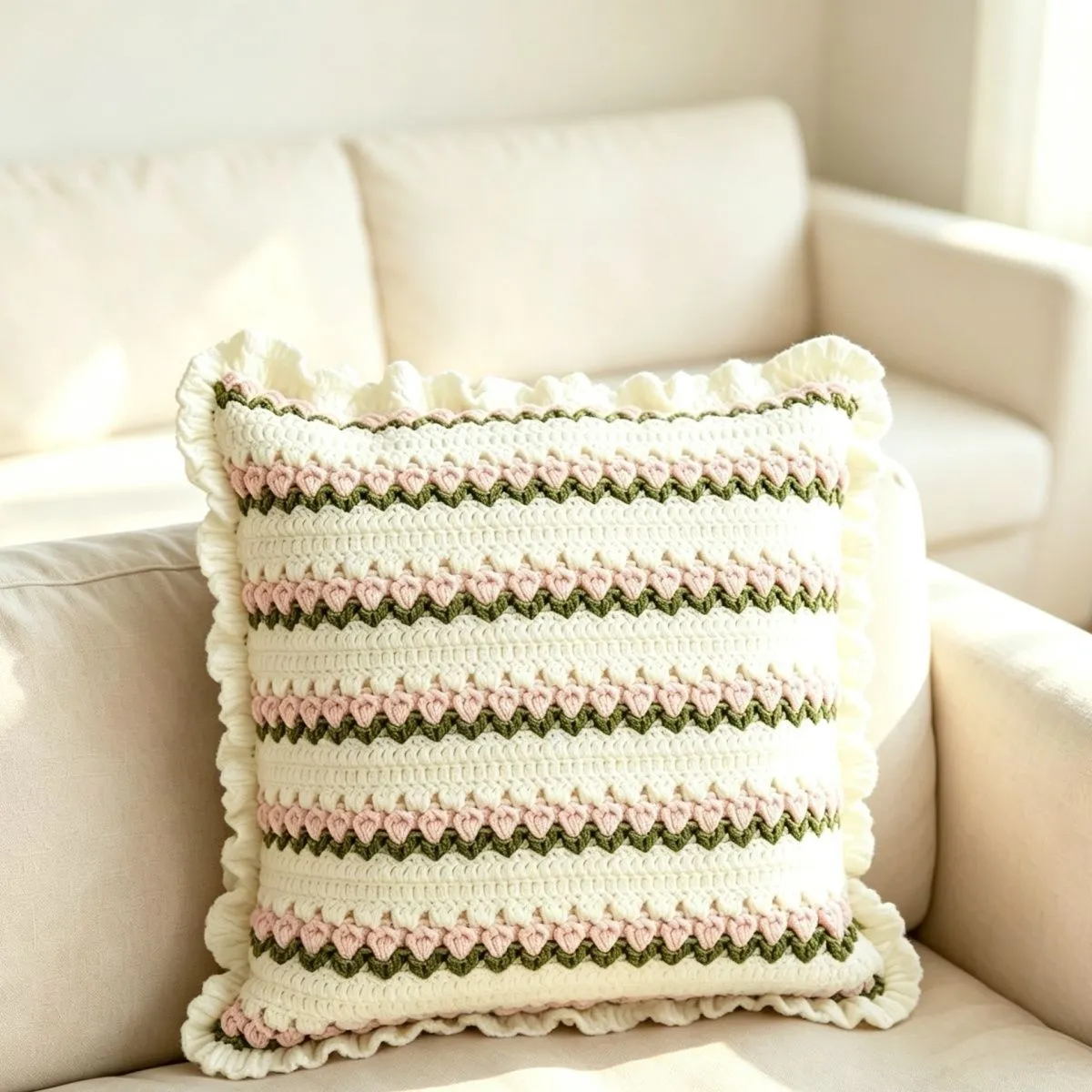 Tulip Lace Pillow Crochet DIY Kit | No Stuffing Included, 4 Colors Available, With Detailed Video Tutorial product detail 3