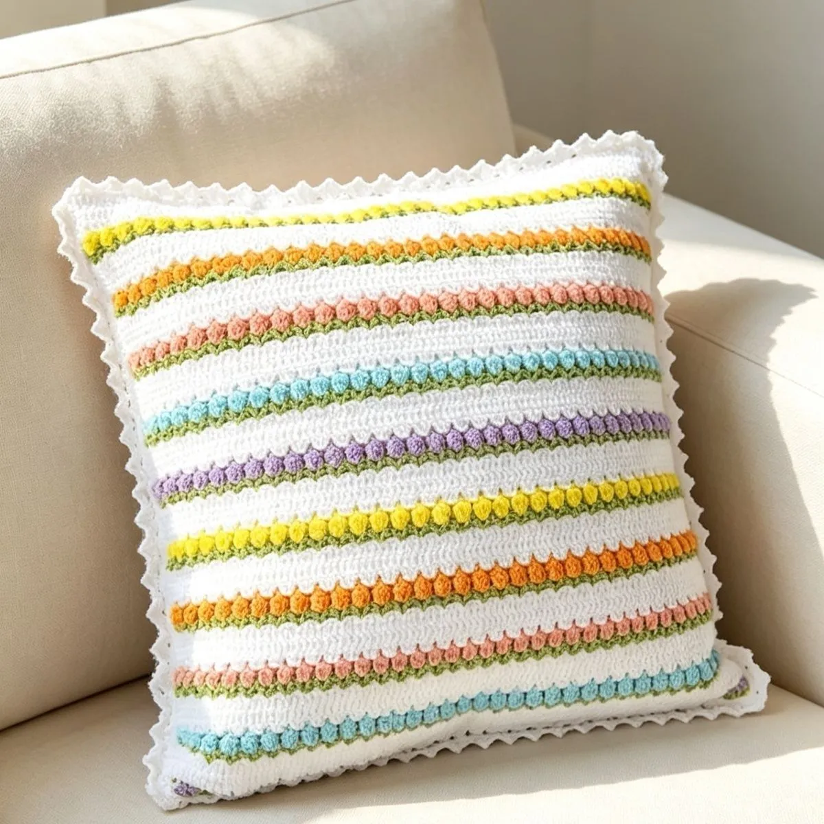Tulip Lace Pillow Crochet DIY Kit | No Stuffing Included, 4 Colors Available, With Detailed Video Tutorial product detail 4