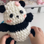 Panda Doll Chunky Yarn Crochet DIY Kit | All Tools Included, With Video Tutorial
